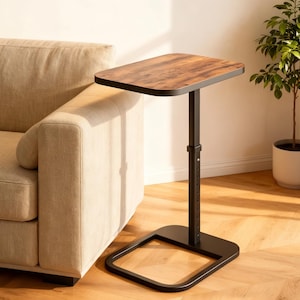 Adjustable C Table | Side Table for Sofa Couch | C Shaped End Table | Height Adjustable Table | Laptop Snack Table | Bedside Table Stand