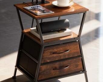 Nightstand console table with 2 Drawer, bedside table, coffee table, antique furniture, sofa small table, handmade wood , gift