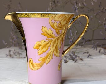 Rosenthal Versace Les Rêves Byzantins Pink Gold Creamer, Vintage Porcelain Milk Jug