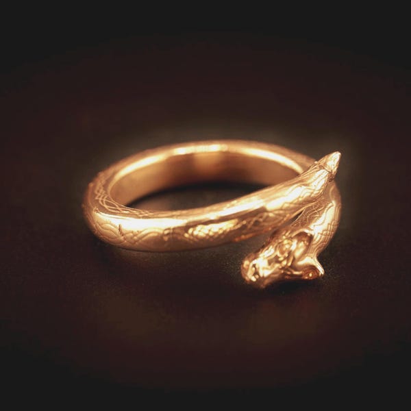 Viking Jörmungandr Dragon Ring Norse Midgard Serpent Custom Designed Bronze or Sterling Silver