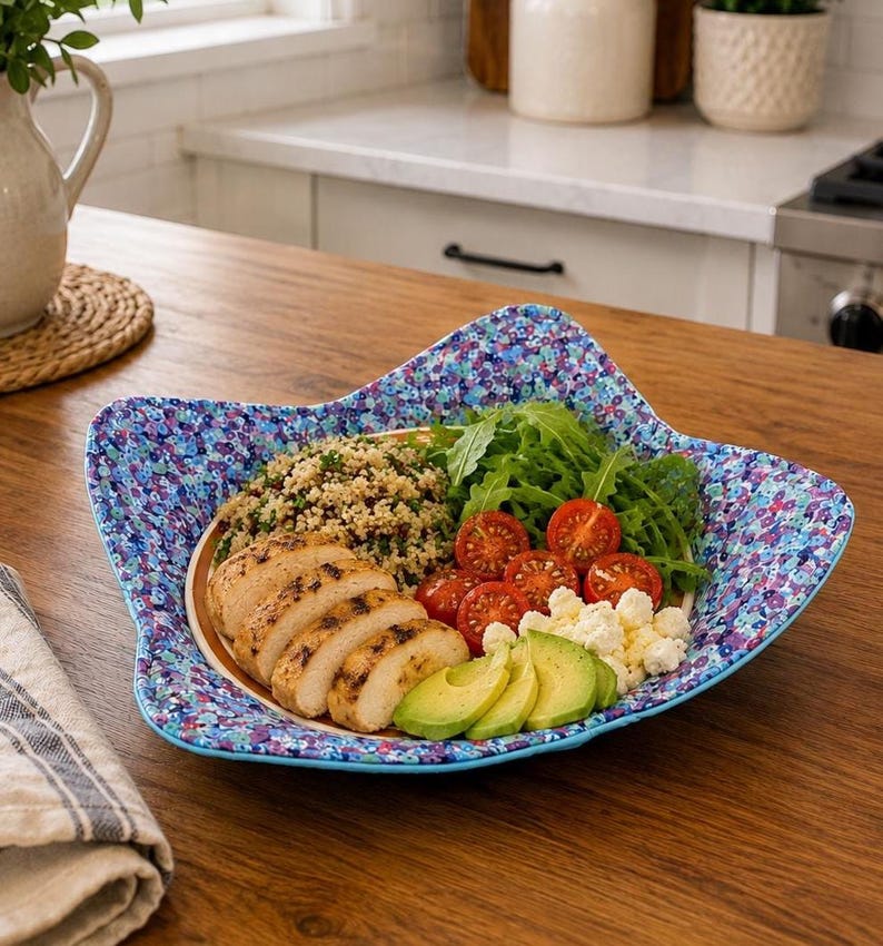 Plate Cozy Microwavable Blue Floral - Reversible Cotton Microwave Safe ...