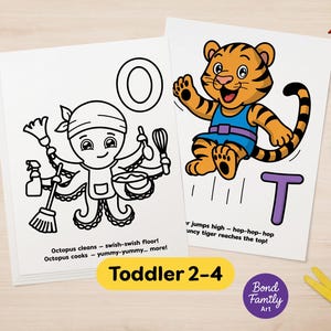Animal ABC Coloring Pages O–T — Toddler Alphabet Activity (PDF Download)
