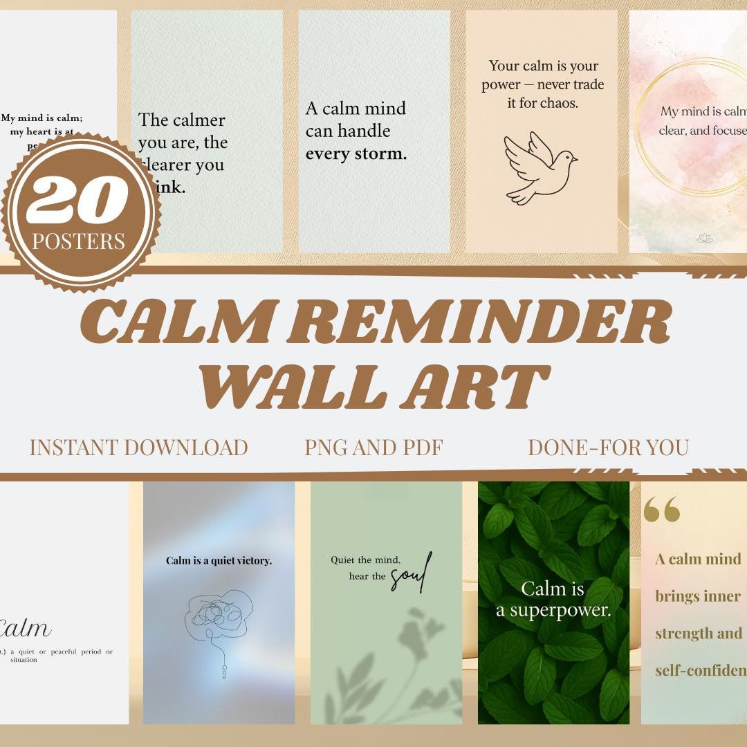 20 Calm Reminder Wall Art PDF PNG | Minimalist Zen Decor | 2026 ...