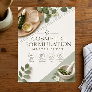 Cosmetic Formulation Master Sheet Printable, Professional Recipe Tracker, Beauty Lab Worksheet, DIY Ingredient Blending Guide
