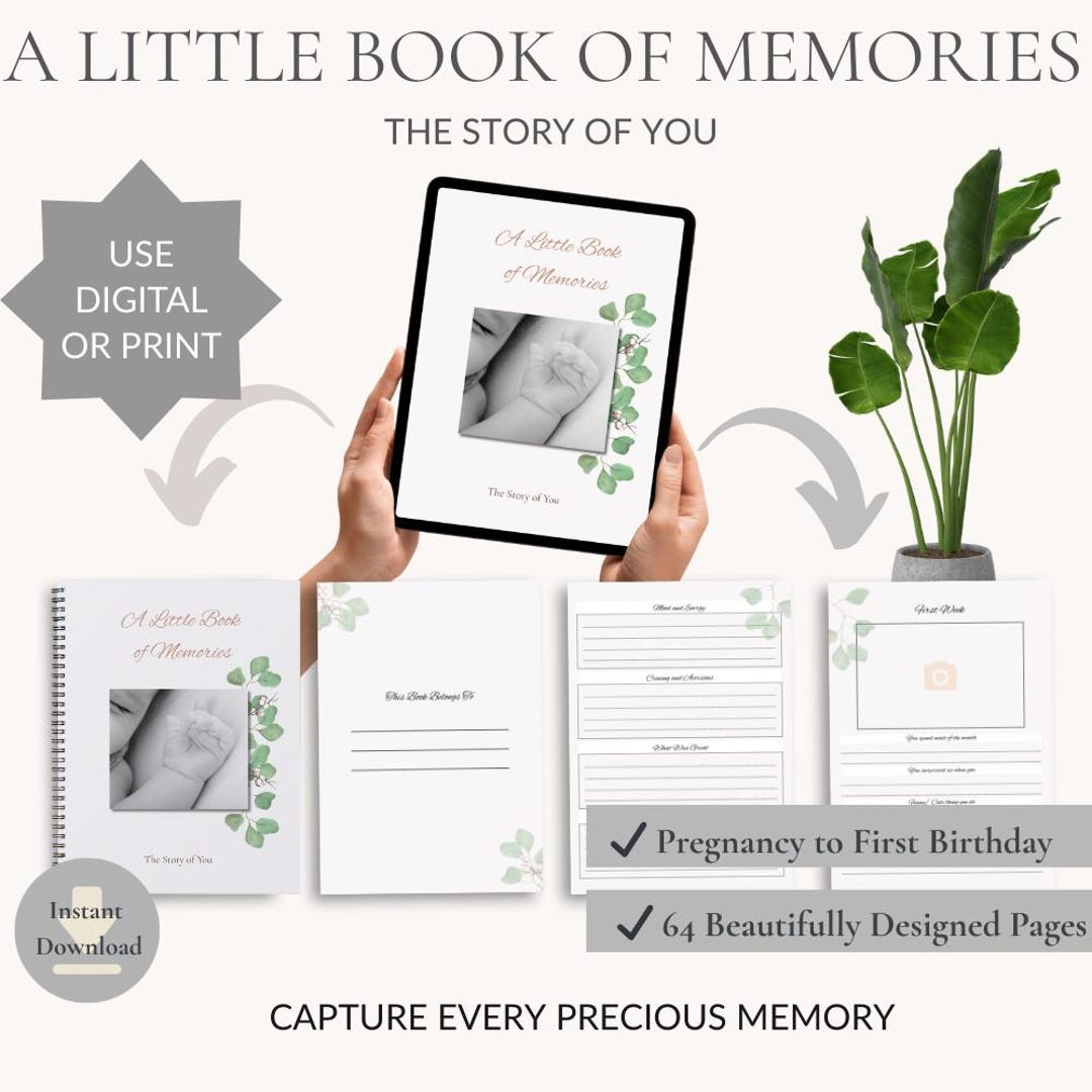 Digital Baby Memory Book Printable Baby Milestones Journal First Year ...