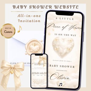 Heaven Sent Baby Shower Invitation | Cloud Baby Shower Website | Neutral Baby Shower Invite | RSVP & Countdown | Digital Invitation