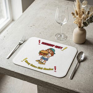 Ketchup Katy Messy Eaters Club lid leren placemat | Kindereetkamermat