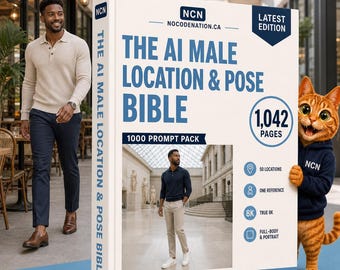 AI Male Pose & Location Prompts, 1000 ChatGPT Image Prompts for Men's Poses And Backgrounds, Instant Download