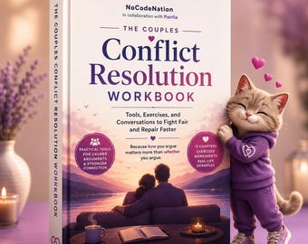 Cahier d'exercices de résolution des conflits de couple | Se disputer sainement et réparer plus rapidement | Exercices relationnels, aide au mariage | Téléchargement PDF imprimable