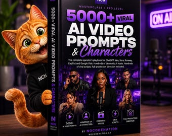 Guide des personnages et des prompts vidéo IA viraux | Livre du créateur | Guide du contenu cinématographique (Téléchargement numérique)