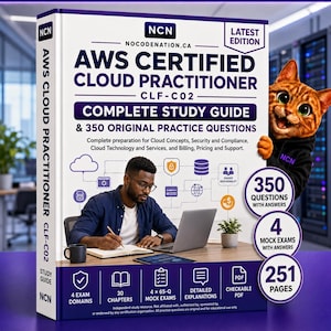 AWS Cloud Practitioner Study Guide | CLF-C02 Exam Prep + 350 Practice Questions & 4 Mock Exams | Instant Download