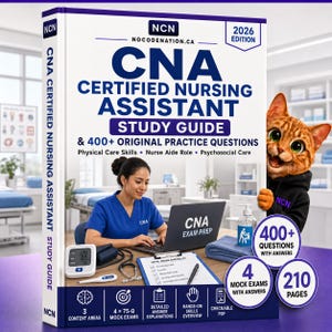 Studiegids voor CNA | Voorbereiding op het examen voor gecertificeerd verpleegassistent + oefenvragen en proefexamens | Direct te downloaden