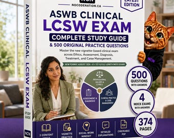 ASWB Clinical Exam Study Guide (LCSW) | 500 Practice Questions & 4 Mock Exams, 2026 Vignette Format | Instant Download