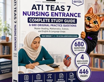 ATI TEAS 7 Study Guide | Nursing Entrance Exam Prep + 680 Practice Questions & 4 Mock Exams | Instant Download