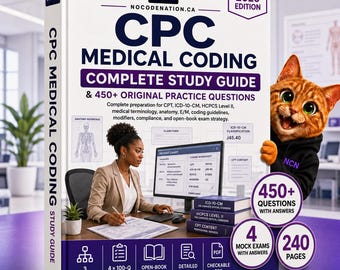 CPC Exam Study Guide | Medical Coding Certification Prep + Practice Questions & Mock Exams | Instant Download