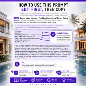 AI Real Estate Playbook | 229 AI Prompts for Realtors | Listings, Lead Gen, Social Media Marketing | Editable PDF Instant Download image 3