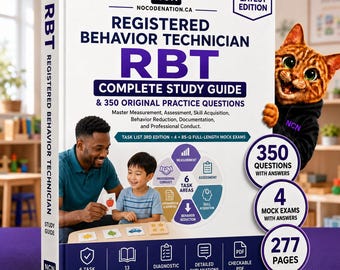 RBT Exam Study Guide | Registered Behavior Technician Prep + 350 Practice Questions & 4 Mock Exams | Instant Download