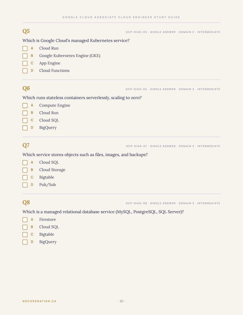 Guida di studio/Preparazione all'esame per Google Cloud Associate Engineer, 335 domande (Download digitale) immagine 11