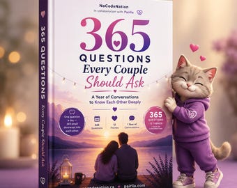 365 questions pour les couples | Sujets de conversation et questions pour une soirée en amoureux | Jeu de couple, cadeau d'anniversaire | Téléchargement PDF imprimable