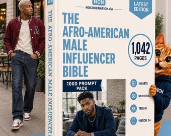 AI Black Male Influencer Prompts, 1000 ChatGPT Image Prompts for Men's Portraits & Photos, Instant Download
