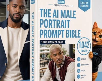 AI Male Portrait Prompts, 1000 ChatGPT Image Prompts for Realistic Men's Portraits, Vertical 3:4, Instant Download