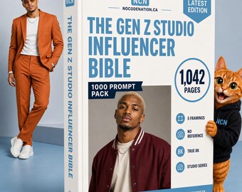 Gen Z Male Studio Influencer Prompts, 1000 ChatGPT Image Prompts for Studio Photos, Vertical 3:4, Instant Download