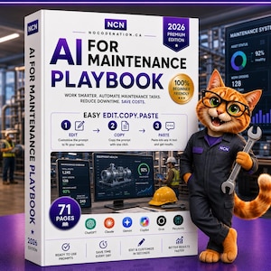 AI For Maintenance Team | AI Prompts | 90+ ChatGPT Prompts for Maintenance & Reliability | Work Orders, Troubleshooting, RCA | Editable Pdf