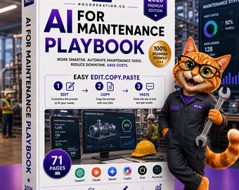 IA pour les équipes de maintenance | Messages IA | Plus de 90 messages ChatGPT pour la maintenance et la fiabilité | Ordres de travail, dépannage, analyse des causes profondes | PDF modifiable