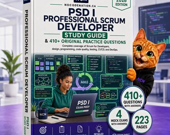 PSD I Study Guide | Professional Scrum Developer Exam Prep + 415 Practice Questions & 4 Mock Exams | Instant Download