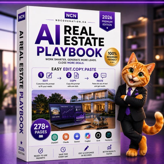 AI Real Estate Playbook | 229 AI Prompts for Realtors | Listings, Lead Gen, Social Media Marketing | Editable PDF Instant Download