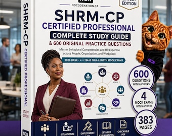 SHRM-CP Study Guide 2026 | HR Certification Exam Prep + 600 Practice Questions & 4 Mock Exams | Instant Download