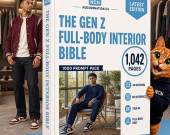 Gen Z Male Full-Body Prompts, 1000 ChatGPT Image Prompts for Menswear in Interiors, Vertical 3:4, Instant Download