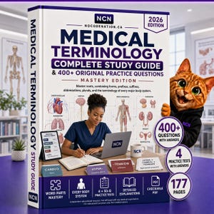 Studieguide för medicinsk terminologi | Orddelar, rötter, prefix och kroppssystem + övningsfrågor | Direkt nedladdning