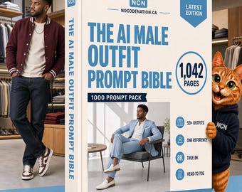 AI Male Outfit Prompts, 1000 ChatGPT Image Prompts for Men's Fashion & Outfits, Vertical 3:4, Instant Download
