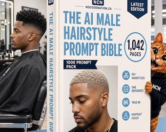 AI Male Hairstyle Prompts, 1000 ChatGPT Image Prompts to Change Men's Hairstyles, Vertical 3:4, Instant Download