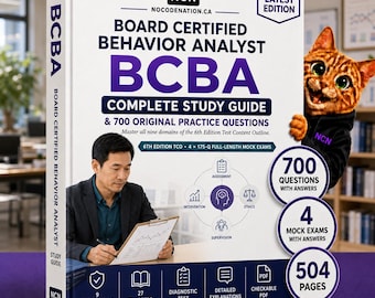 BCBA Exam Study Guide | 6th Edition Test Content Outline Prep + 700 Practice Questions & 4 Mock Exams | Instant Download