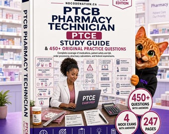 PTCB Study Guide | Pharmacy Technician Exam Prep + Practice Questions & Mock Exams for the CPhT | Instant Download