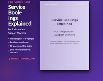 Service Bookings Explained | For Independent Support Workers | Printable PDF | Instant Download