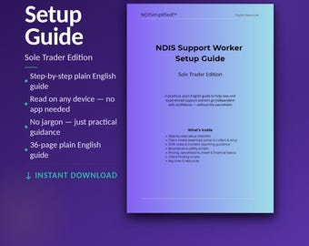 NDIS Support Worker Setup Guide - Sole Trader Edition | Printable PDF | Instant Download