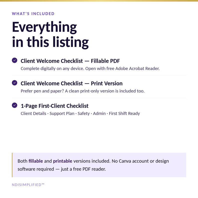 Ndis Checklist.pdf NDIS Support Worker Client Welcome Checklist | Fillable & Printable PDF ...