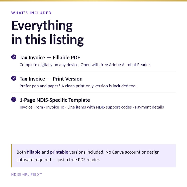 NDIS Support Worker Invoice Template | Fillable & Printable PDF | Sole ...