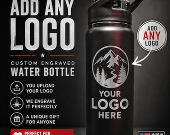Personalized Laser Engraved Water Bottle | Add Your Own Logo | Custom Stainless Steel Bottle | Business Logo Gift | Custom Engraved Tumbler