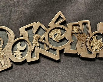 Pokémon Layered Wood Sign | 3D Laser Cut Anime Wall Art | Gamer Room Decor | Pokémon Gift | Kids Room Sign | Handmade Wood Decor