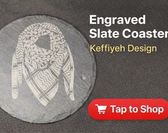 Keffiyeh Slate Coaster | Set of 4 | Customizable | Laser Engraved | Premium