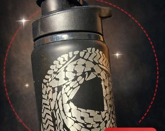 Keffiyeh Pattern | 20oz Water Bottle | Laser Engraved Design | Customizable | Palestine