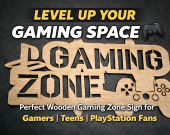 PS5 Gaming Zone Wooden Sign, Gamer Room Decor, Video Game Wall Art, Gaming Setup Decor, Gift for Gamers, Boys Room Sign