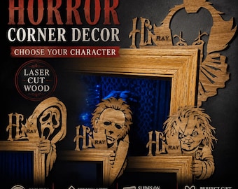 Personalized Horror Door Corner Decor | Custom Horror Character | Laser Cut Room Decor | Horror Fan Gift | Pick Any Design And Personalize
