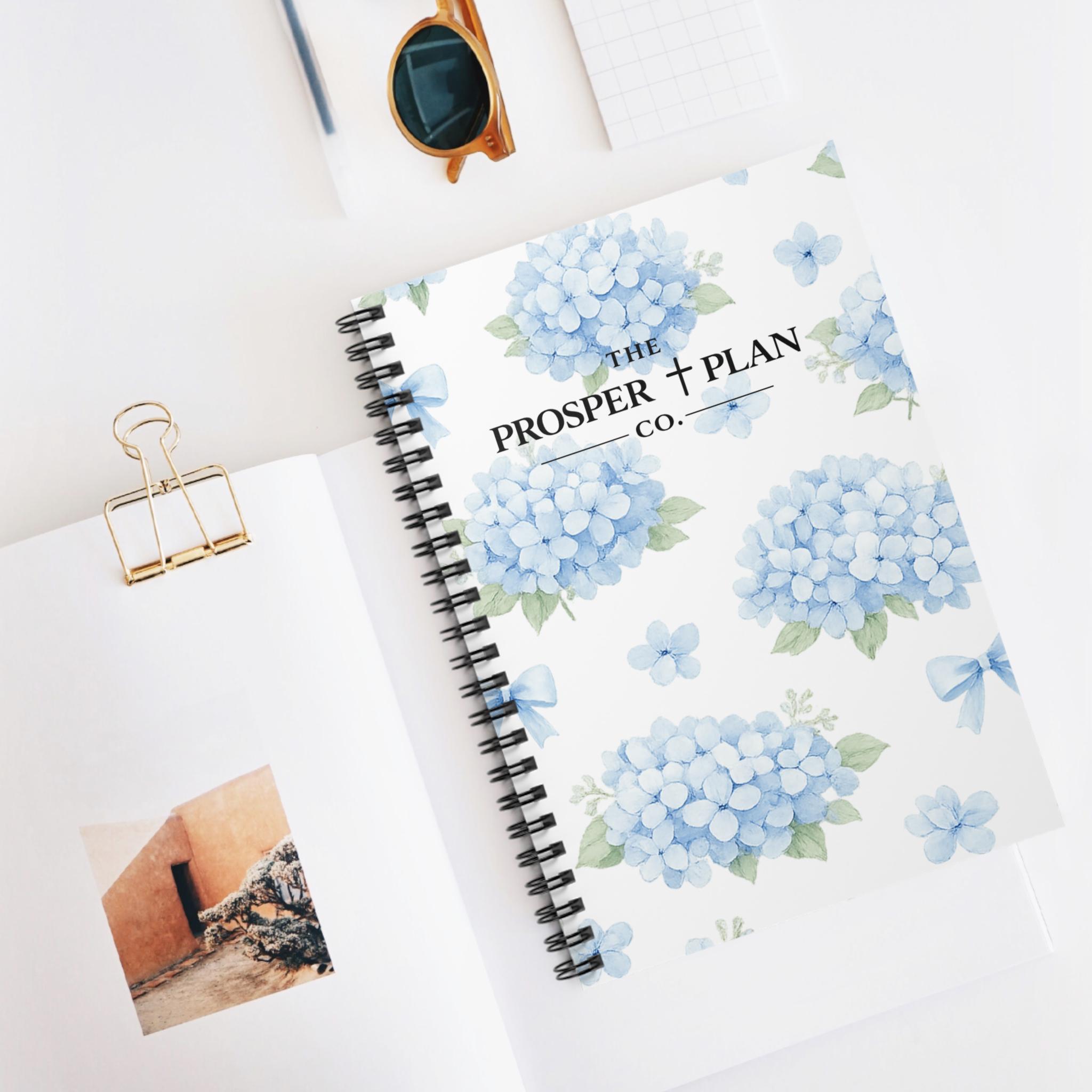 Blue Hydrangea Floral Spiral Notebook | Ruled Journal, Floral ...