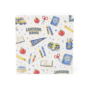 Lakeside Rams School Icons Notitiekubus | Plaknotitieblok, Apple Pencil Book Bus-patroon