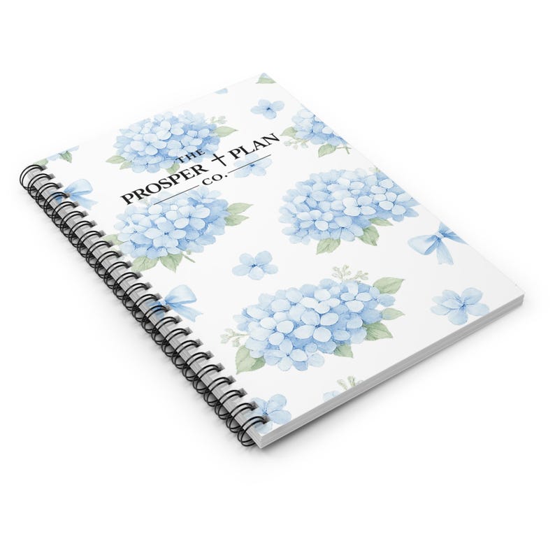 Blue Hydrangea Floral Spiral Notebook | Ruled Journal, Floral ...